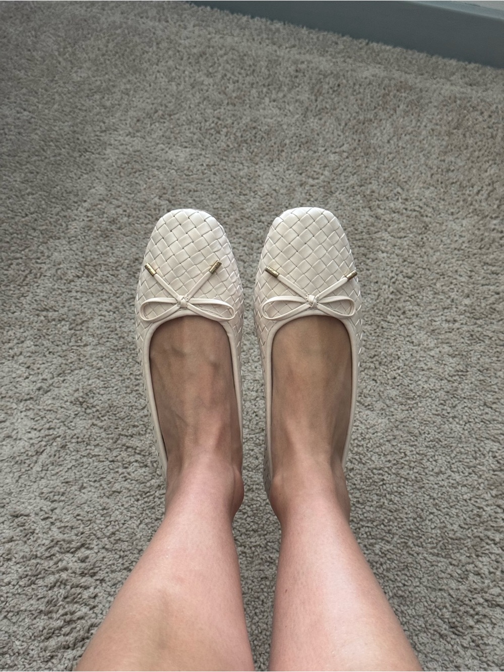 Jones New York Cream Woven Bow Ballet Flat